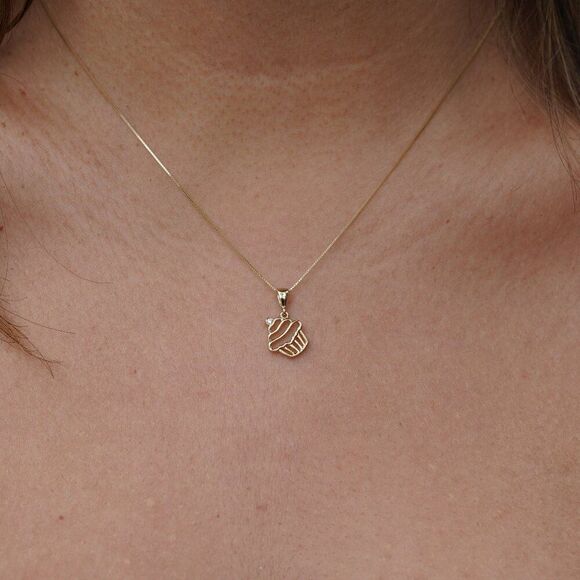 14K Solid Gold Cupcake Charm | Modern Jewelry | Symbols of Celebration, and Joy - Picture 4 of 11